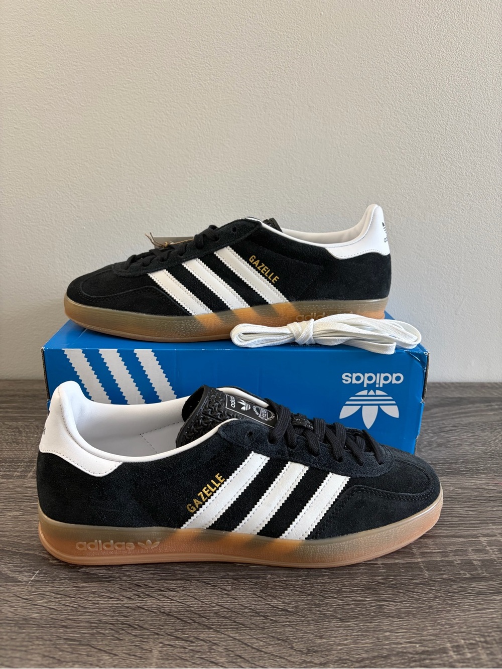 Adidas Gazelle Black White Gum Sole Sneakers - Men's Size 10
